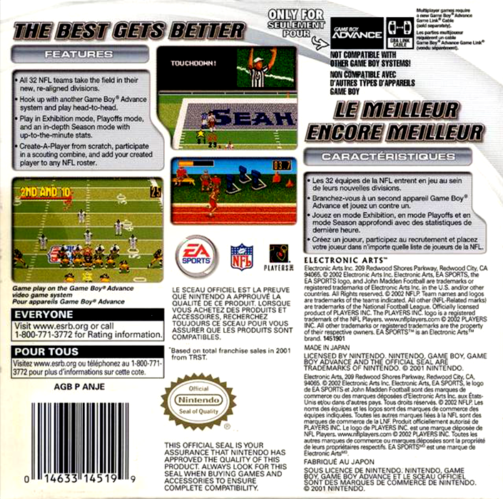 Madden NFL 2003 — Box back