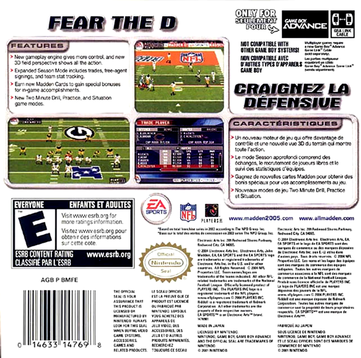 Madden NFL 2005 — Box back