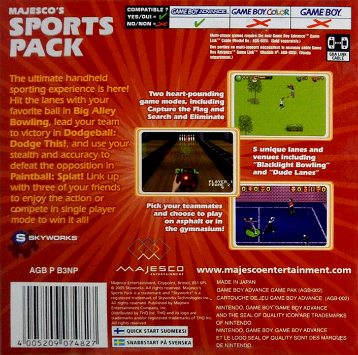 Majesco's Sport Pack — Box back