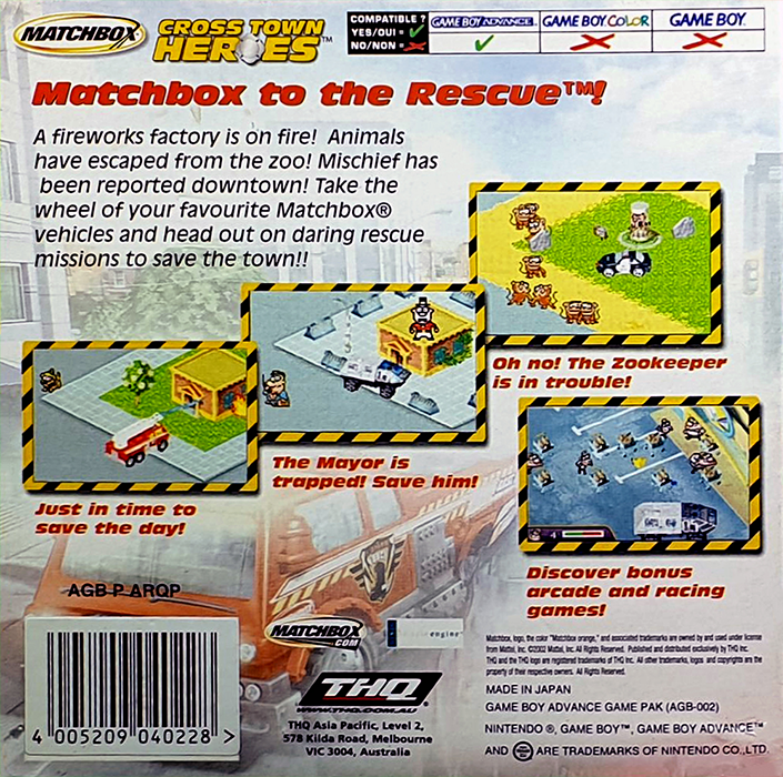 Matchbox Cross Town Heroes — Box back
