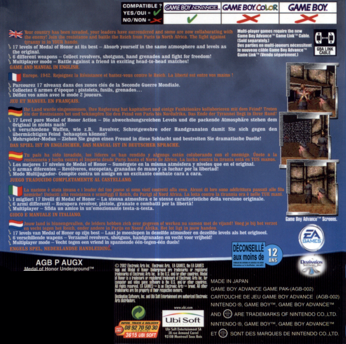 Medal of Honor : Underground — Box back