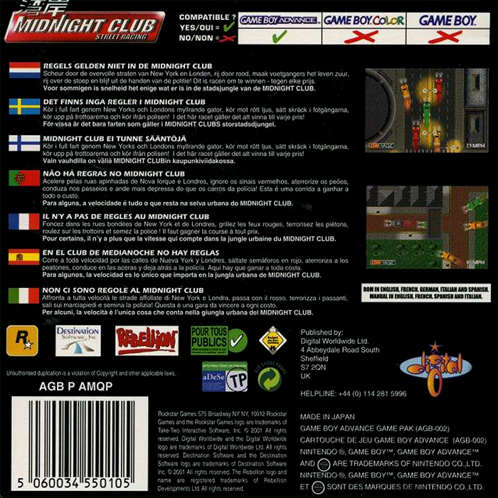 Midnight Club : Street Racing — Box back