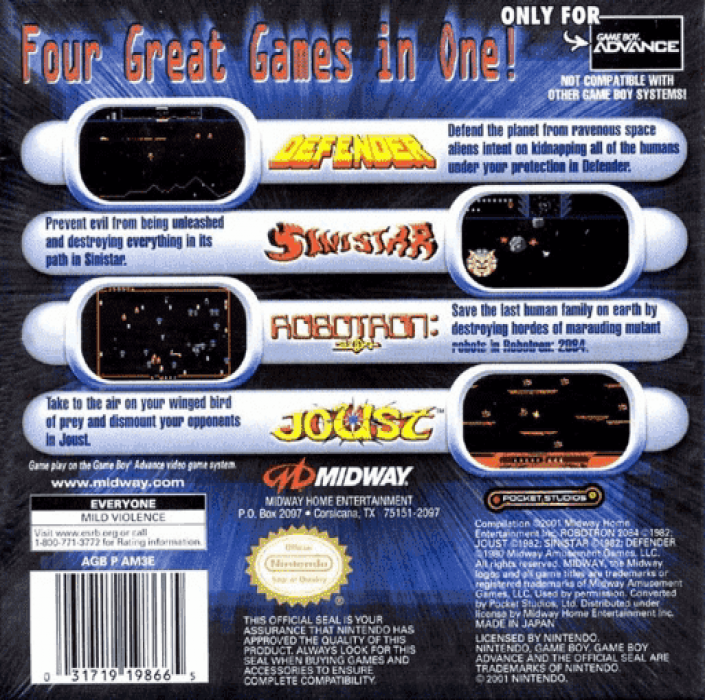 Midway's Greatest Arcade Hits — Box back