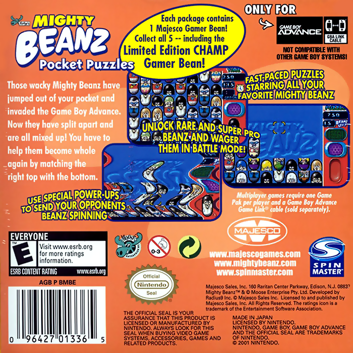 Mighty Beanz Pocket Puzzles — Box back