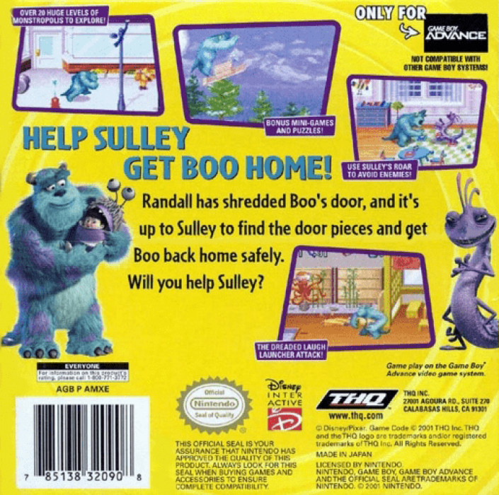 Monsters, Inc. — Box back