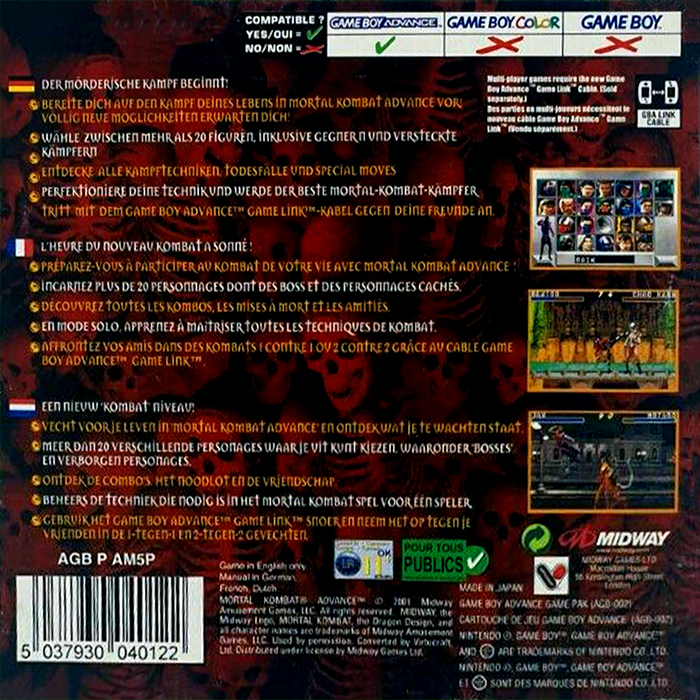 Mortal Kombat Advance — Box back