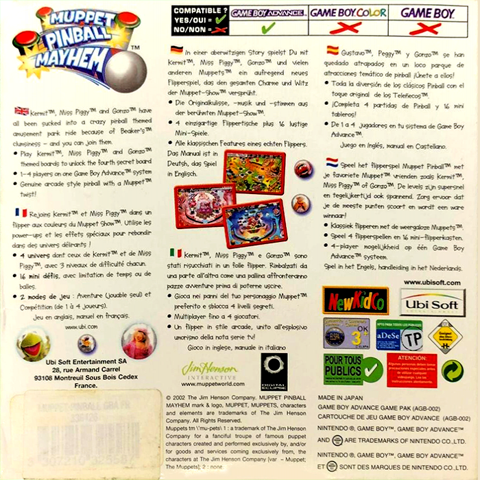 Muppet Pinball Mayhem — Box back