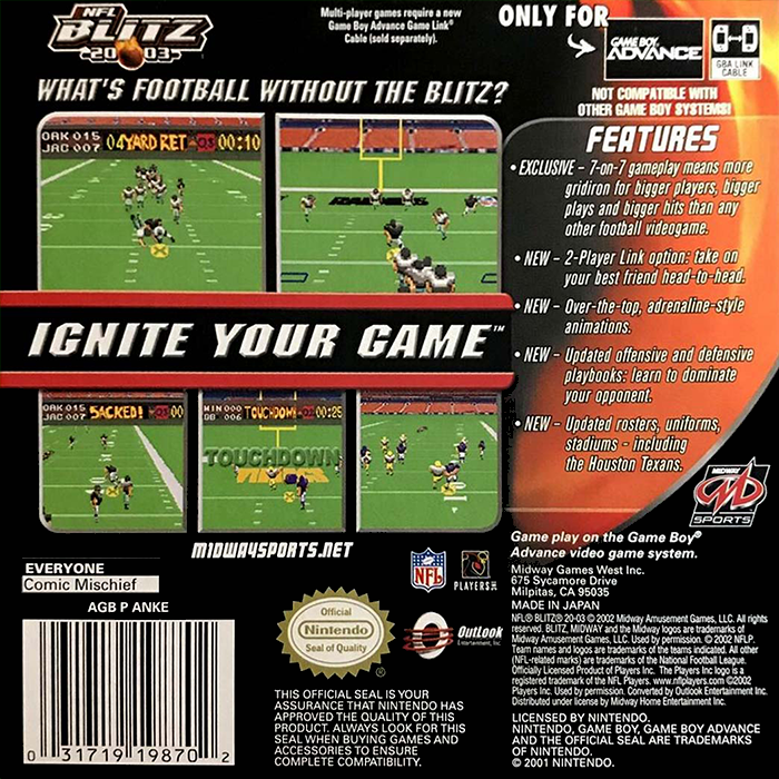 NFL Blitz 20-03 — Box back