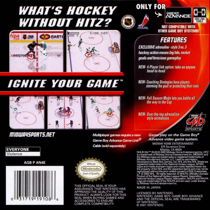 NHL Hitz 20-03 — Box back