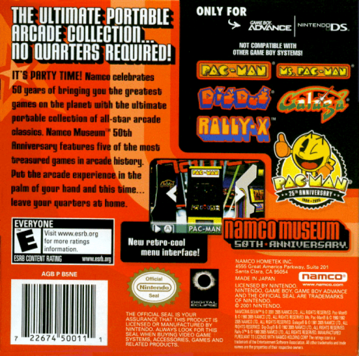 Namco Museum : 50th Anniversary — Box back