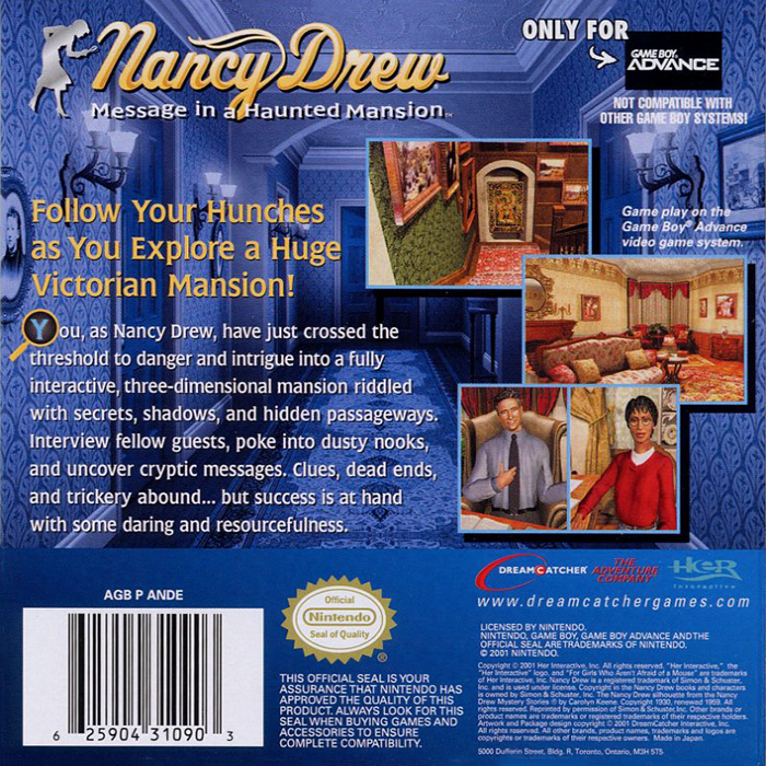 Nancy Drew : Message in a Haunted Mansion — Box back