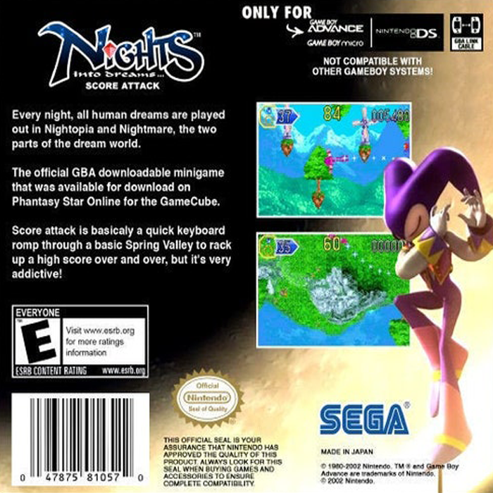 NiGHTS into Dreams - Score Attack — Box back