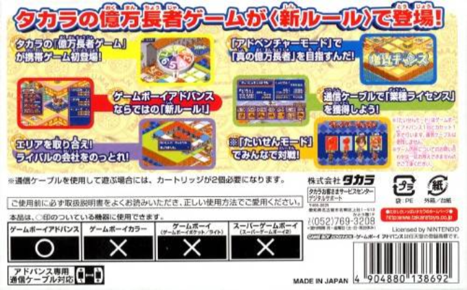 Okumanchouja Game : Nottori Daisakusen! — Box back