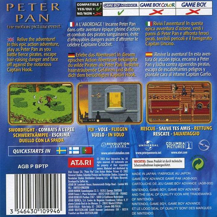 Peter Pan : The Motion Picture Event — Box back
