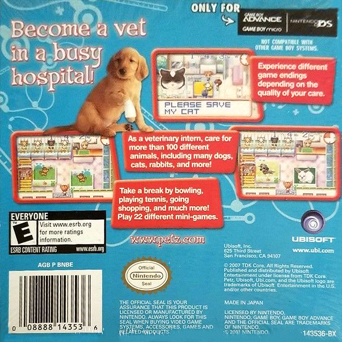 Petz Vet — Box back