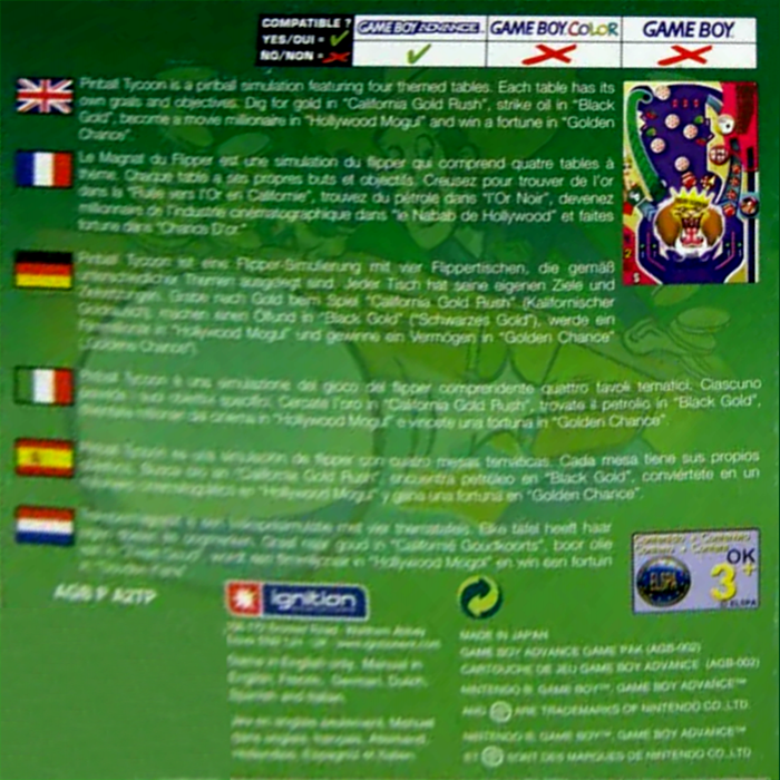 Pinball Tycoon — Box back