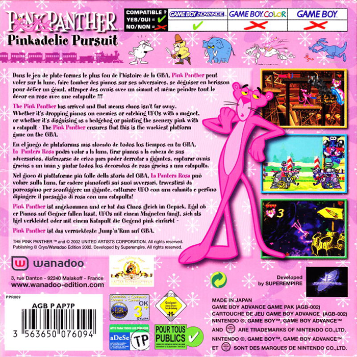 Pink Panther : Pinkadelic Pursuit — Box back