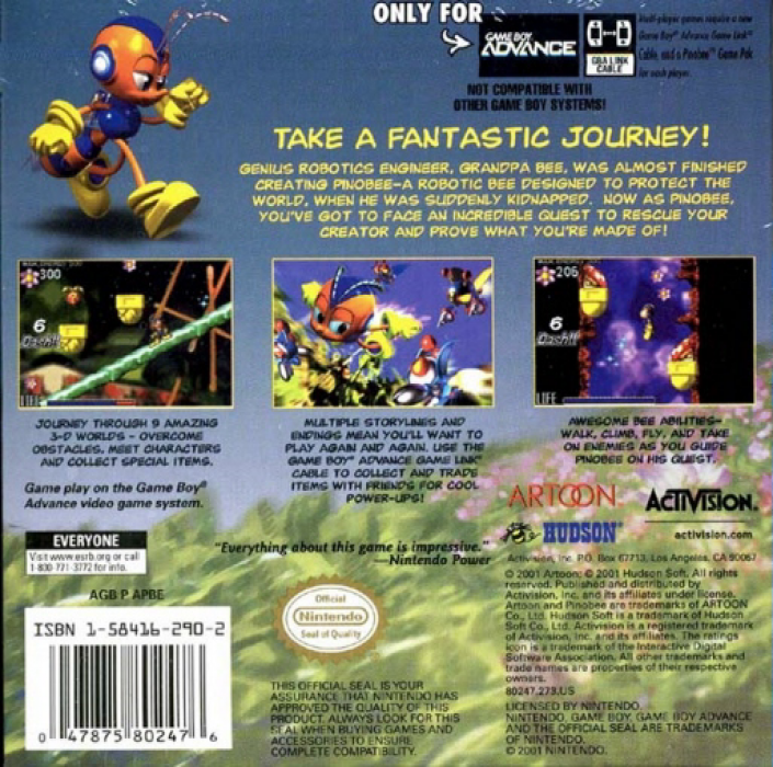 Pinobee : Wings of Adventure — Box back