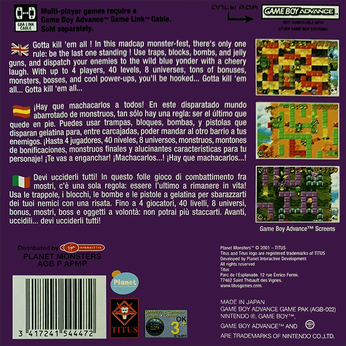 Planet Monsters — Box back