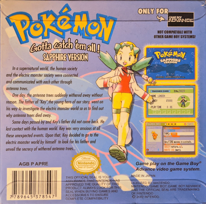 Pokemon - Sapphire Version - Gotta Catch 'em All! — Box back