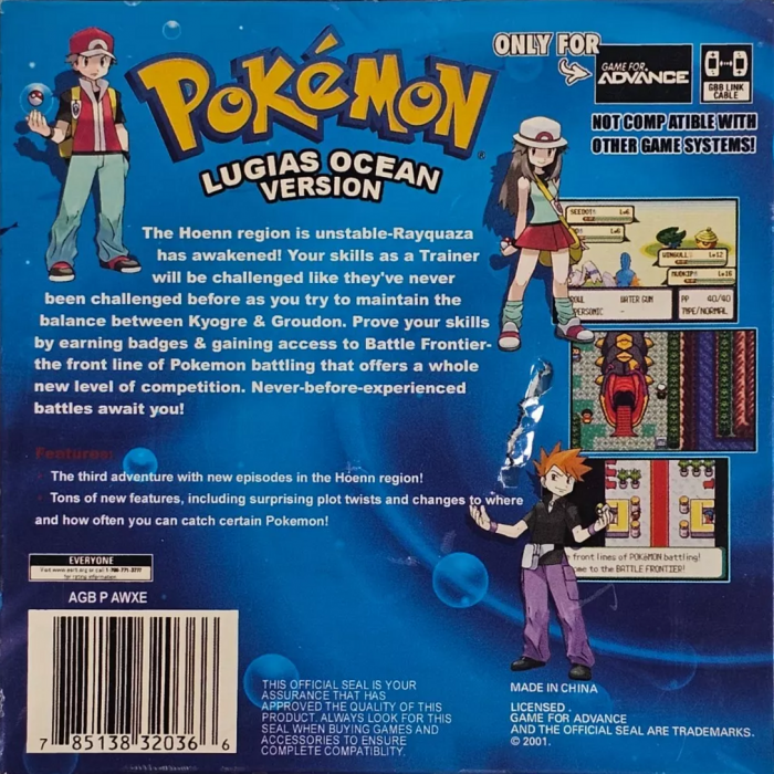 Pokemon : Lugia's Ocean Version — Box back