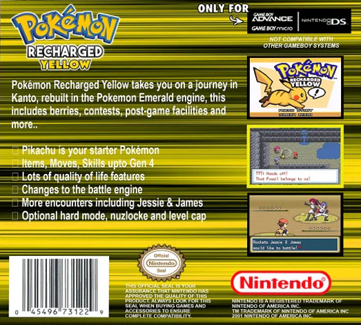 Pokemon : Recharged Yellow — Box back