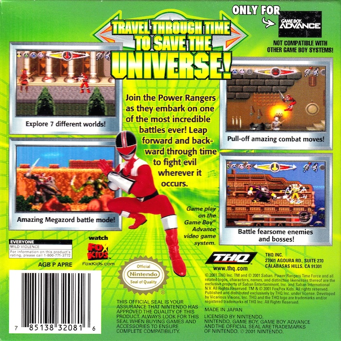 Power Rangers - Time Force — Box back