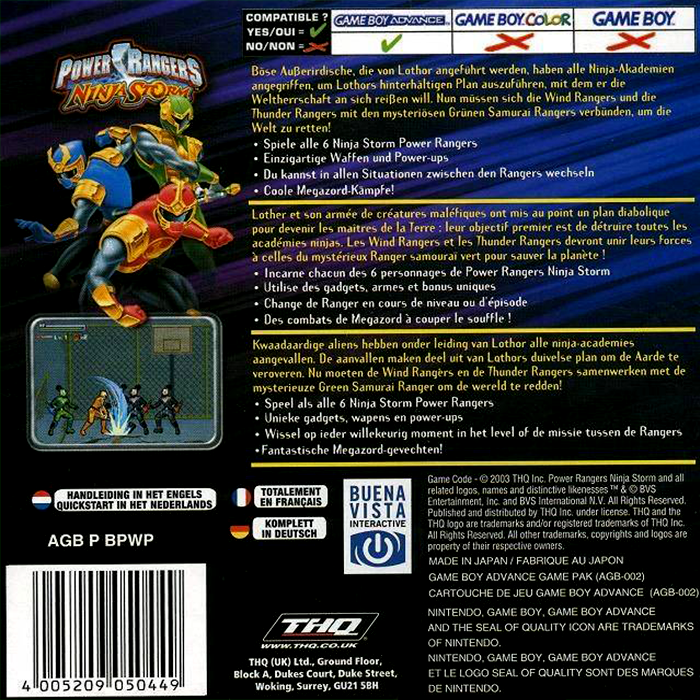 Power Rangers : Ninja Storm — Box back