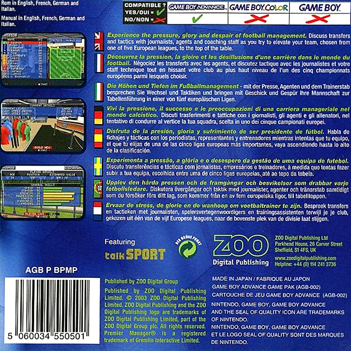 Premier Manager 2003-04 — Box back
