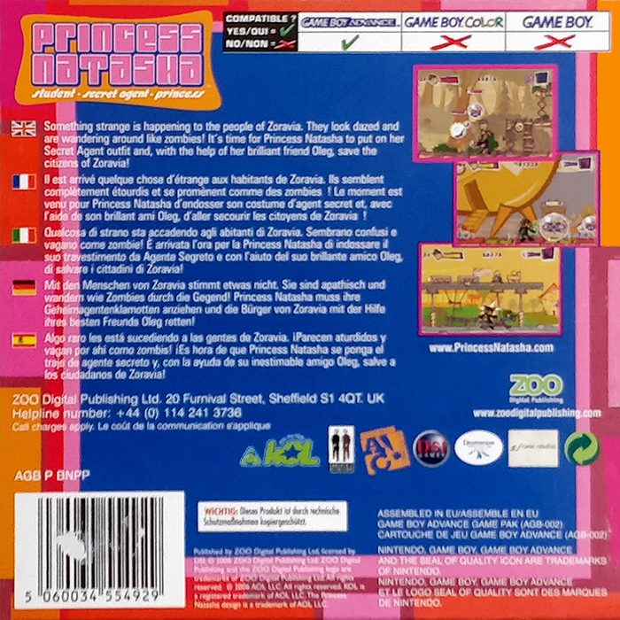 Princess Natasha : Student, Secret Agent, Princess — Box back