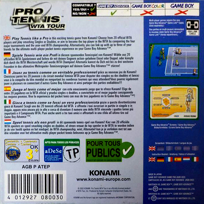 Pro Tennis WTA Tour — Box back
