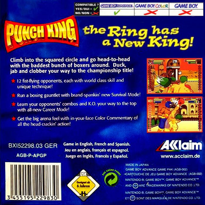 Punch King — Box back