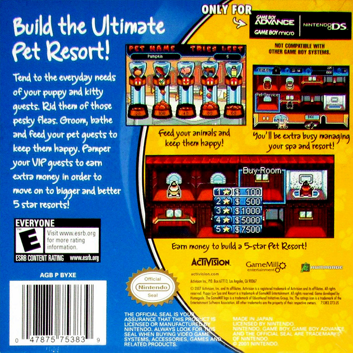 Puppy Luv: Spa and Resort — Box back