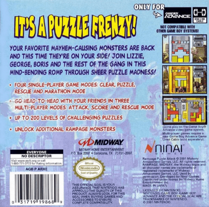 Rampage : Puzzle Attack — Box back