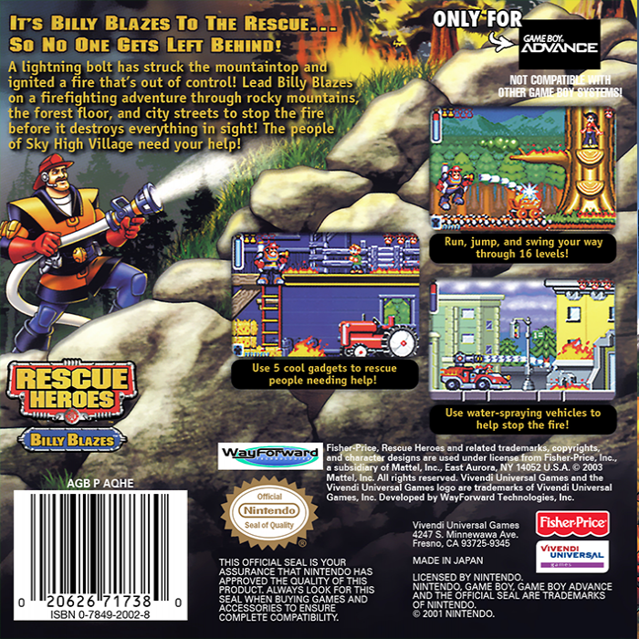 Rescue Heroes: Billy Blazes! — Box back