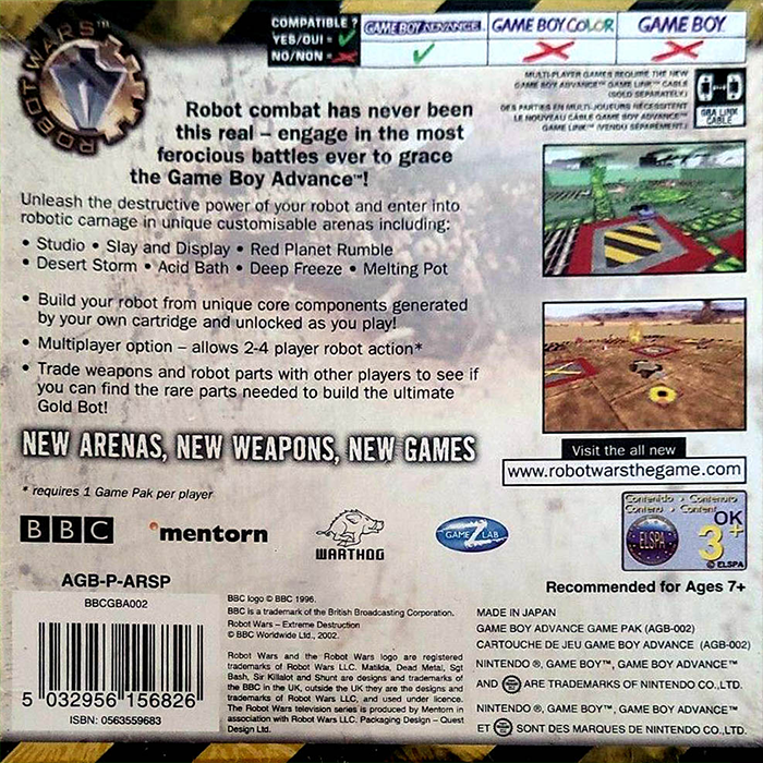 Robot Wars : Extreme Destruction — Box back