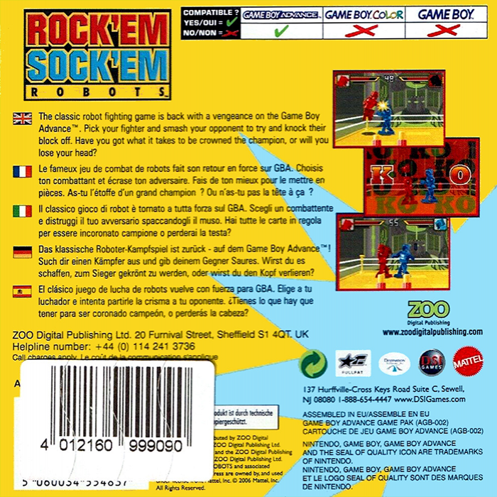 Rock 'Em Sock 'Em Robots — Box back