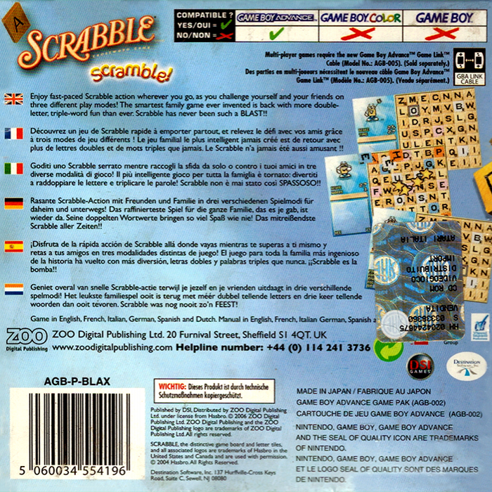 Scrabble Scramble! — Box back