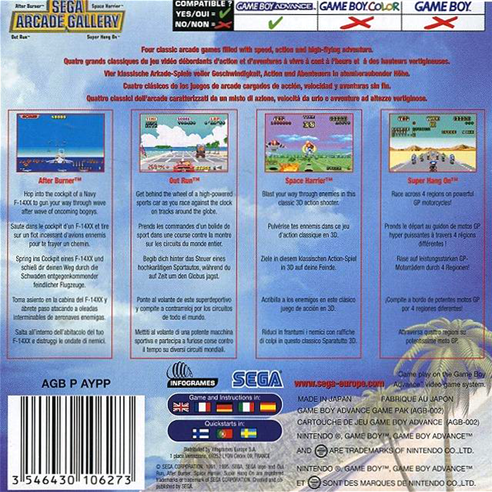 Sega Arcade Gallery — Box back