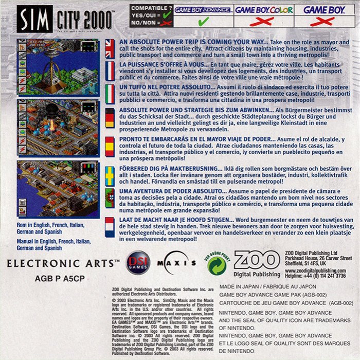 SimCity 2000 — Box back