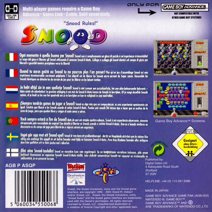 Snood — Box back