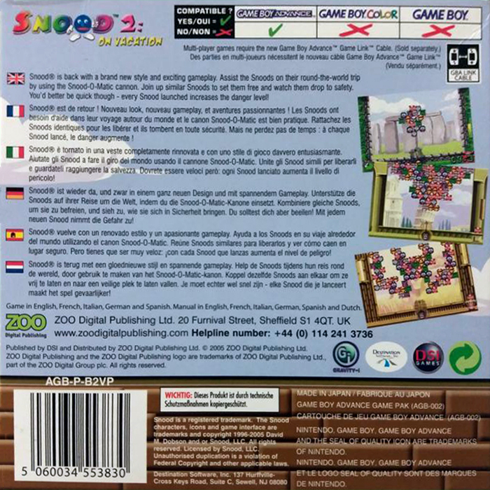 Snood 2 : On Vacation — Box back