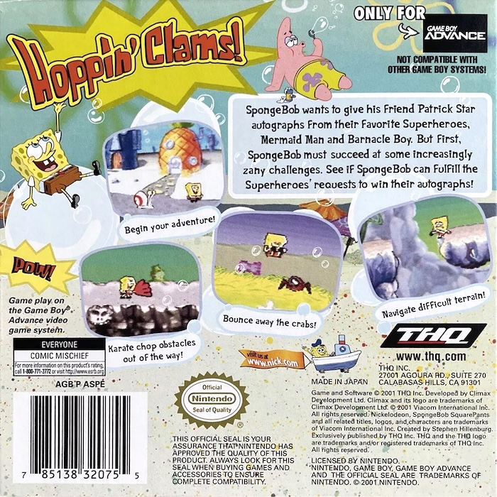 Spongebob Squarepants : Supersponge — Box back