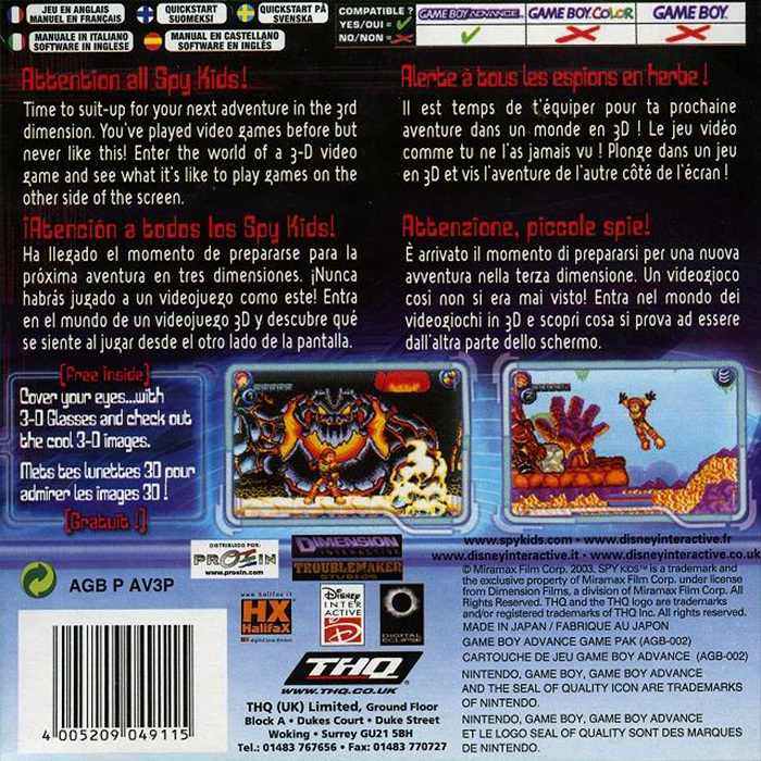 Spy Kids 3-D : Game Over — Box back