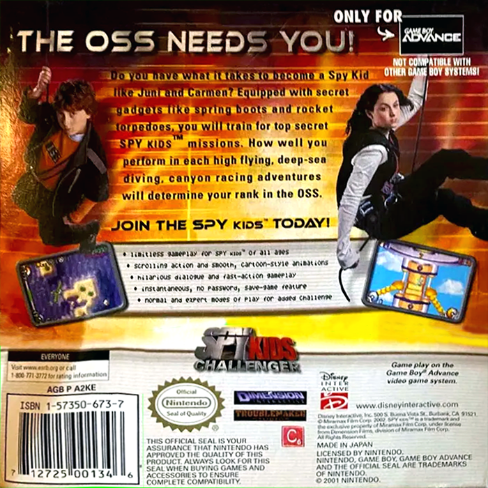 Spy Kids Challenger — Box back