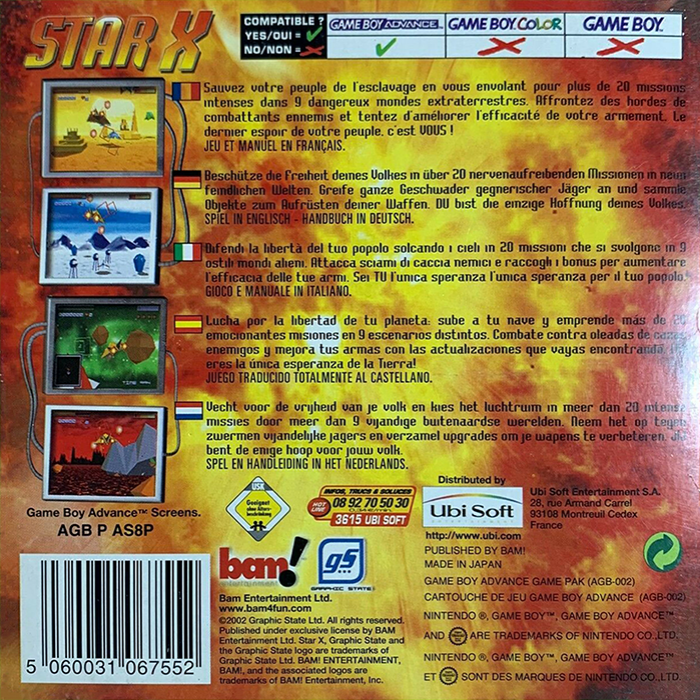 Star X — Box back
