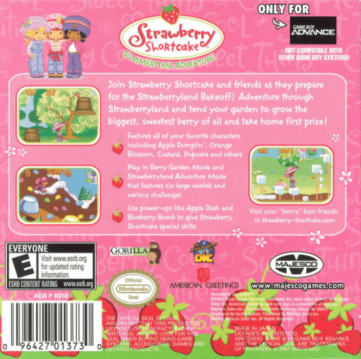 Strawberry Shortcake : Summertime Adventure — Box back