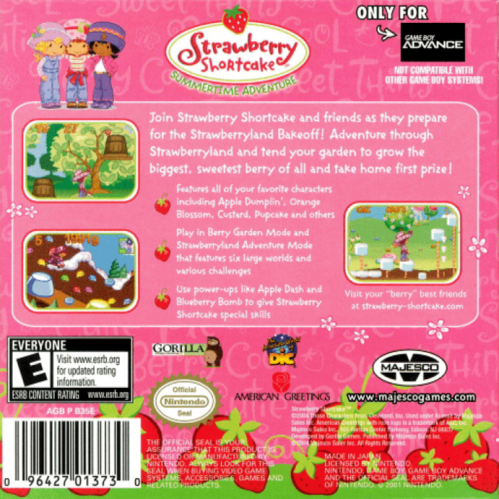 Strawberry Shortcake : Summertime Adventure, Special Edition — Box back