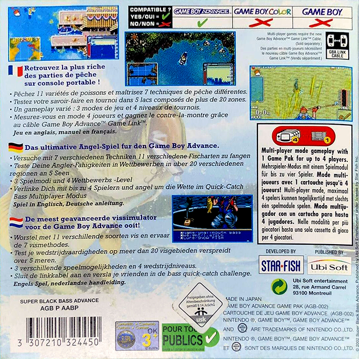Super Black Bass Advance — Box back