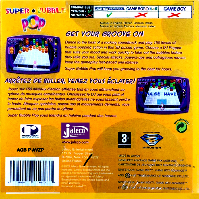 Super Bubble Pop — Box back